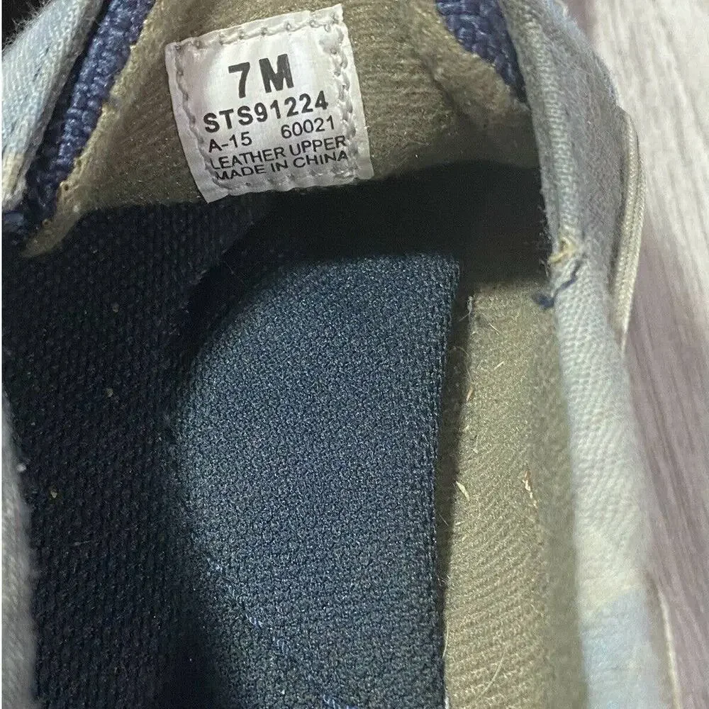 Sperry Top Sider Navy Blue Plaid Boat Shoes Loafers Leather Upper Size 7M